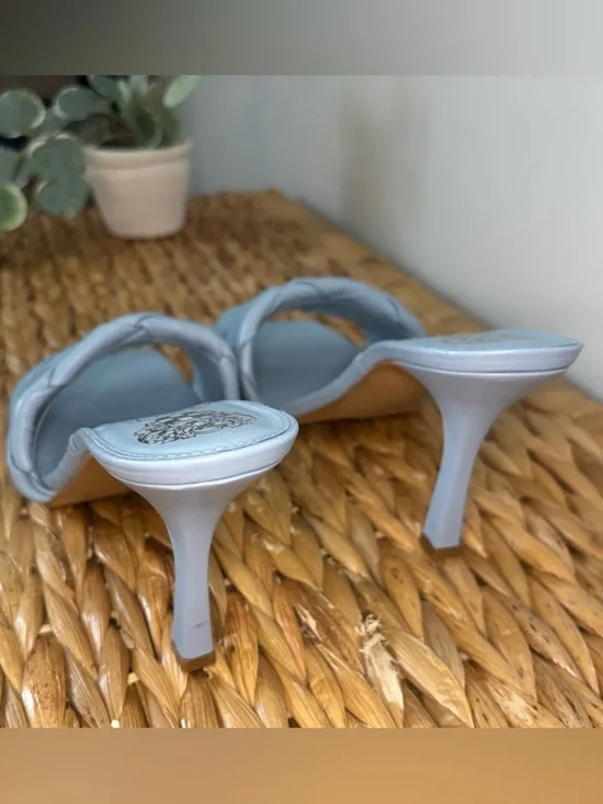 Vince Camuto Light Blue Woven Slide Heels - Picture 7 of 15
